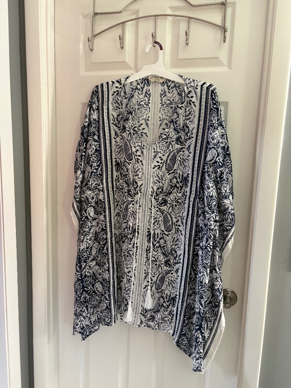 Bella by Becker Navy White Kimono Beach Swimsuit Cover Up